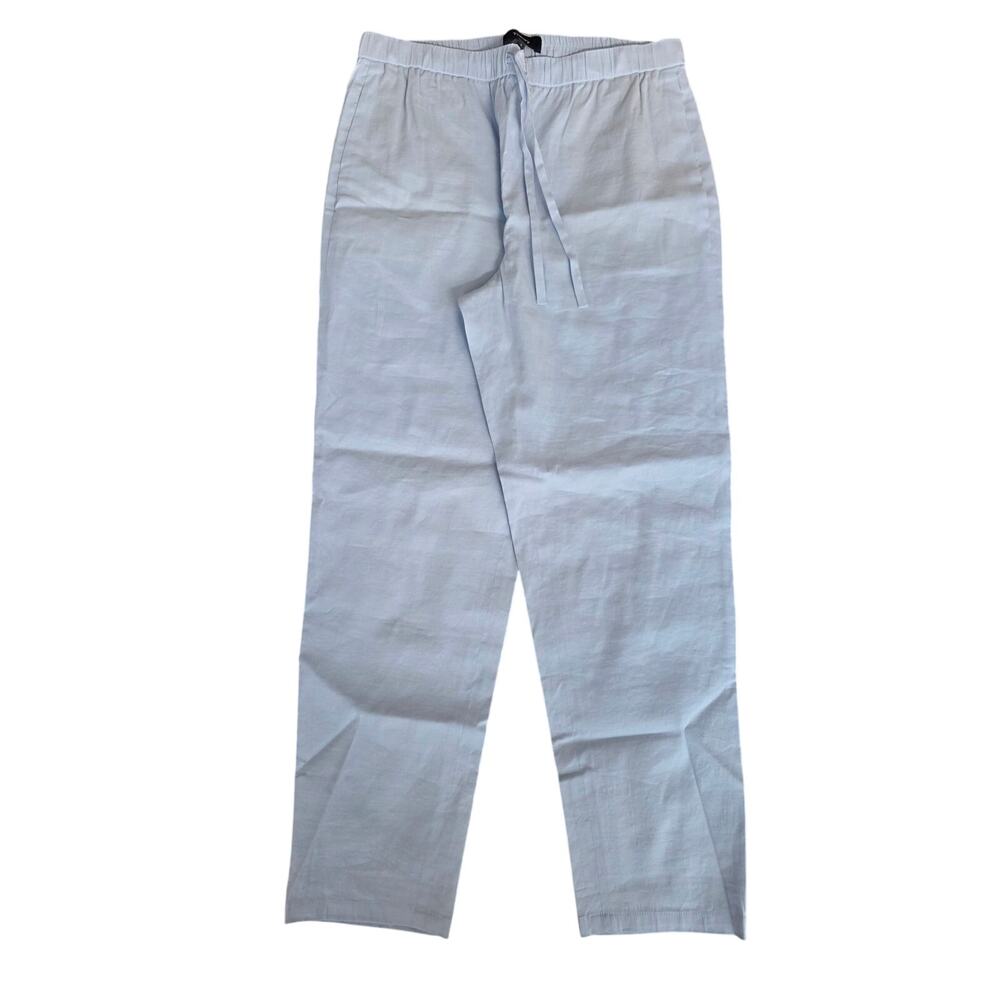 Theory Treeca Pull-On Eco Crunch Wash Linen Pants Light Blue Size Small
